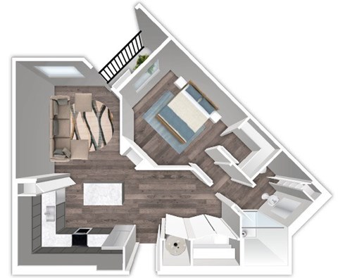 Floor plan for 1 bed, 1 bath, 824 sqft